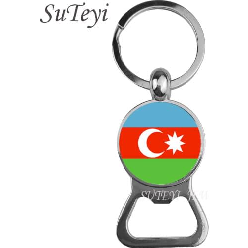 Fashion Oman Sultanate Flag Pendant keychain Azerbaijan /Pakistan Jewelry Beer bottle opener Key ring Gift for World flag lovers