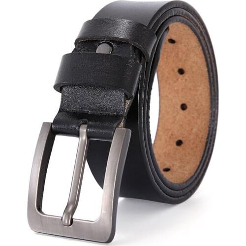 BEAFIRY Mens leather Belt Pin Buckle fashion Business Cow Retro Waist Strap Belt Classic Brown Black 2021 New Gift