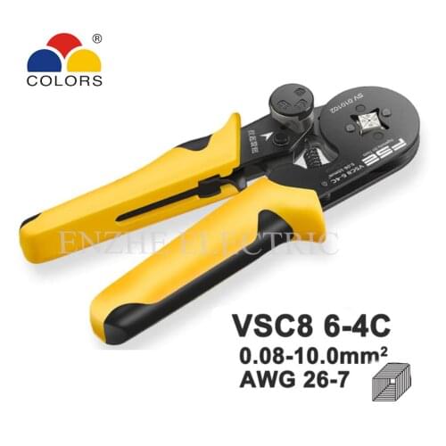 MINI type self adjustable crimping plier tool VSC8 6-4C four-sided crimp 26-7AWG 0.08-10mm2 insulated and non insulated ferrules