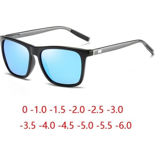 Colorful Myopia Lens Sunglasses Men Polarized Aluminum Magnesium Driver Square Prescription Sunglasses Women 0 -0.5 -1.0 To -6.0