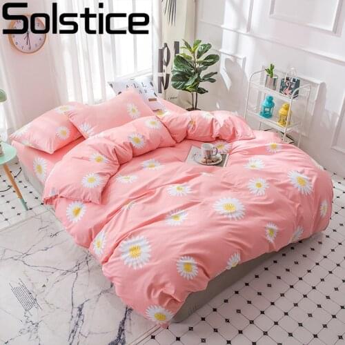 Solstice Home Textile Tangerine Flower Girls Child Bedding Set Queen Single Duvet Cover Pillowcase Bed Sheets Female Teen Linens