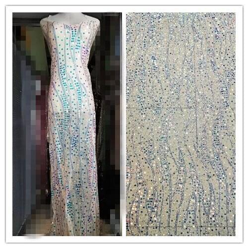 Special Nigerian African tulle mesh lace fabric SYJ-119516 with sequins French net lace for party dress