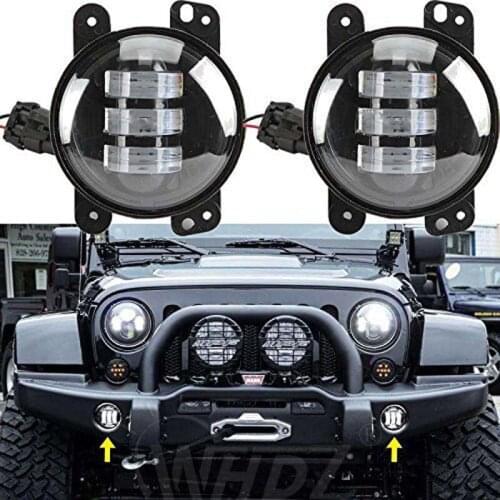 2PCS High Power Round 4 Inch 30W LED Fog Light For Jeep Wrangler JK 07~14 Auto headLighting Led Fog lamp