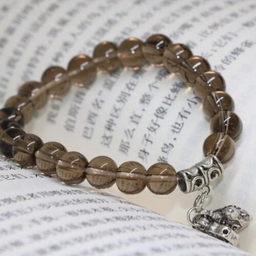 Bohemia style popular 8mm electroplated gray crystal bracelets round beads party charms best gift diy jewelry 7.5inch B2157