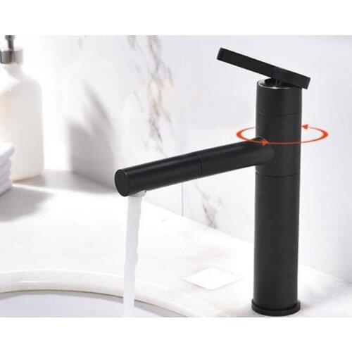 Black Color Quality Brass Basin Faucet Double Position Rotatable Bathroom Faucet Hot And Cold Mixer Water Tap Tall & Short BF989