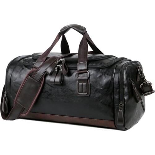 Pu leather large-capacity travel bag mens business travel luggage bag travel backpack Korean single-shoulder duffel bag