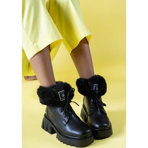 Riccon Black Skin Women 'S Furry Boots 0012110 'Turkish' Quality 2021 Fashion Design Season Comfort Fast Shipping