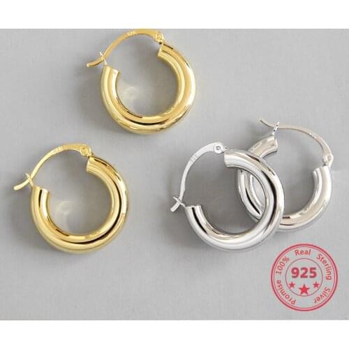 Korea New Style 100% 925 Silver Earrings Fashion Concise Delicate Round Stud Earring Fine Jewelry for Female