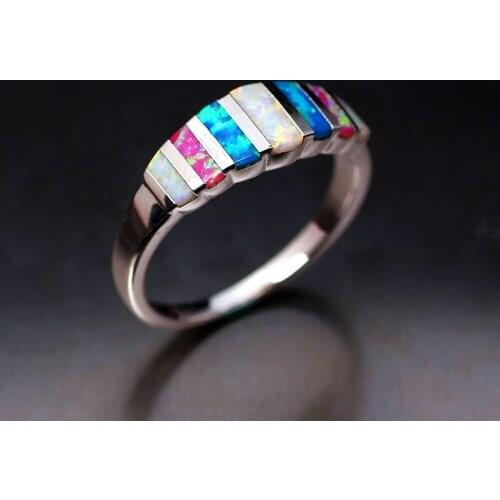 Fashion Multicolor opal natural stone rings for women vintage finger jewelry accesories bague femme anel de namoro wholesale
