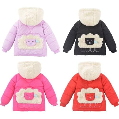 Girl Winter Jacket Baby Thick Cartoons Lamb Wool Coat Toddler Child Warm Sheep Coat Baby Jackets Cotton 2-5Y KIds New Outerwear
