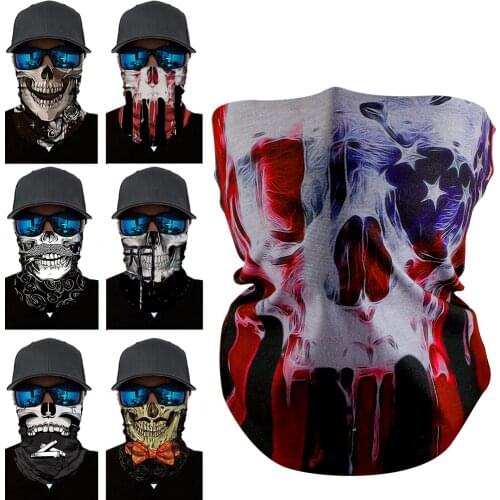 1pc Seamless Camo Skull Magic Tactical Neck Gaiter Face Head Cover Outdoor Sports Head Bandana Shield Headband Headwear Bandanas