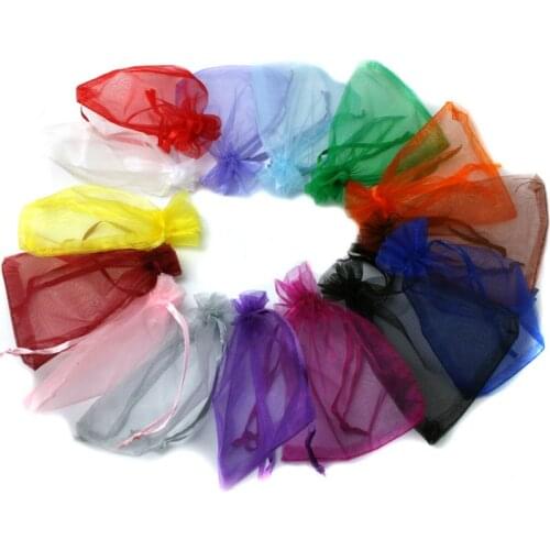 10pcs/lot 7*9cm,9*12cm Drawstring Organza Bags Christmas Wedding Decoration Gift Bag Jewelry Packaging Bags & Gift Pouches