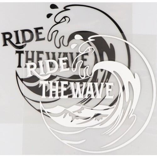 16.8*15.1CM RIDE THE WAVE Vinyl Decal Car Sticker Personality Word Decorates Funny Surf