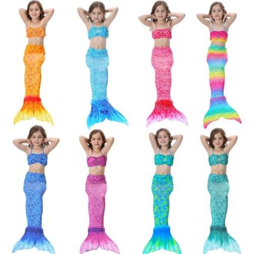 2020 Kids Girls Mermaid Tail with Fin Swimsuit Bikini Bathing Suit Dress for Girls clothes for Swim Cosplay Costume
