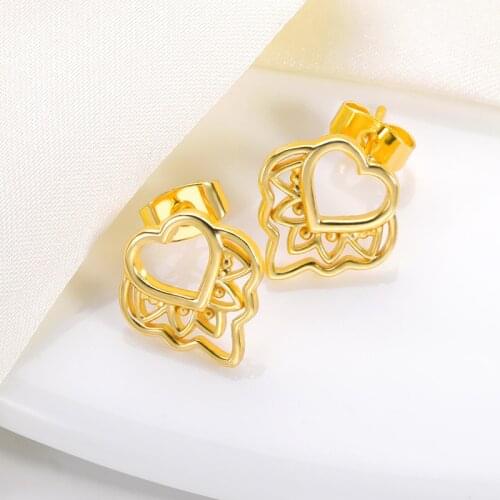 2021 Fashion Simple Enamel Crown Heart Stud Earrings For Women Girls Femme Wedding Party Hollow Heart Earring Jewelry Gifts