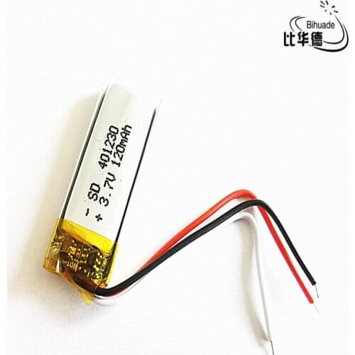 3 line Good Qulity 3.7V,120mAH 401230 Polymer lithium ion / Li-ion battery for tablet pc BANK,GPS,mp3,mp4