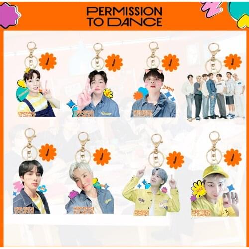 8Pcs/lot Permission To Dance Kpop Acrylic Keychain Jimin Jungkook V Suga Jhope Jin RM Figure Pendant Key Ring Gift Toy