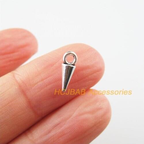 80 New Tiny Conic Charms Tibetan Silver Tone Cone Pendants 4x11mm