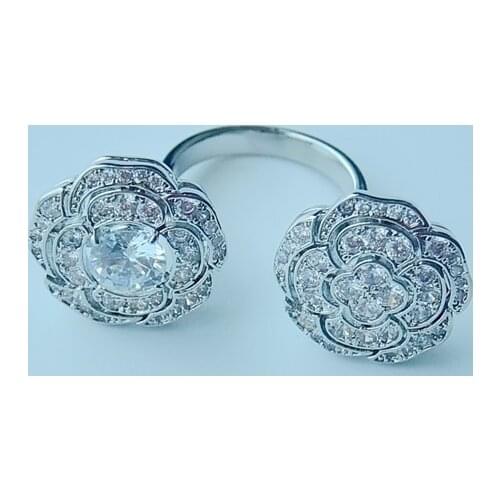 Asymmetric mosaic flower diamond ring female ins European retro vintage ring ring ring