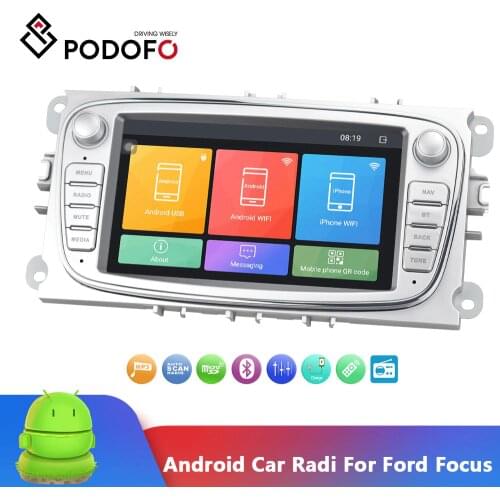 Podofo Android 2 Din Car Radio GPS Multimedia Player For Focus 2 Mk2 EXI MT 3 S-Max Galaxy II Kuga C-Max NO DVD Wifi Stereo