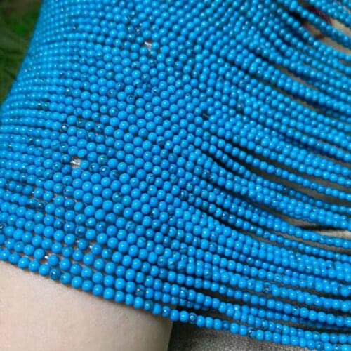 Natural black line blue stone loose beads 2mm semi-finished small code beads making necklace DIY bracelet accessories 38cm