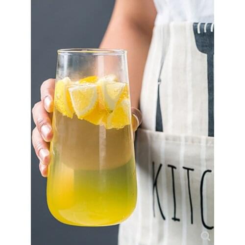 Household 500ml Large Simple Glass Transparent Cold Drink Cup 450ml Big Belly Cup Milk Juice Cup Drink Cup Mousse Cup Water cup