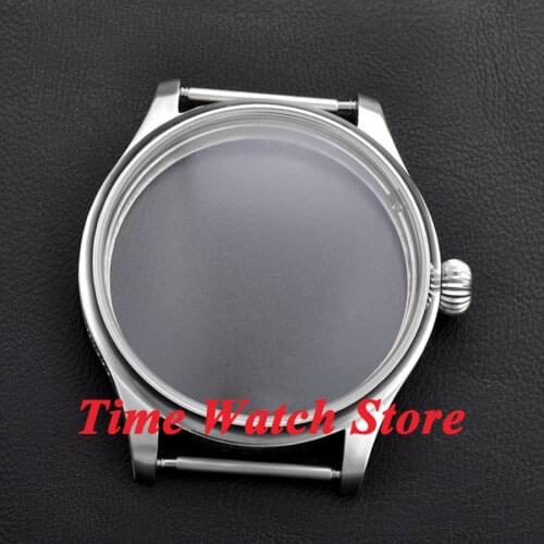 Parnis 44mm Brushed watch case pumpkin crown stainless steel Fit ETA 6497 6498 movement C08