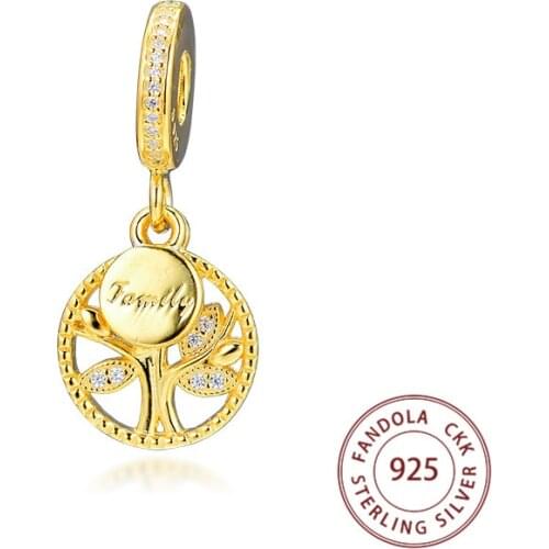 100% 925 Sterling Silver Shine Family Heritage Charms Beads for Jewelry Making Fit Pandora Bracelet Necklace Women Accessories