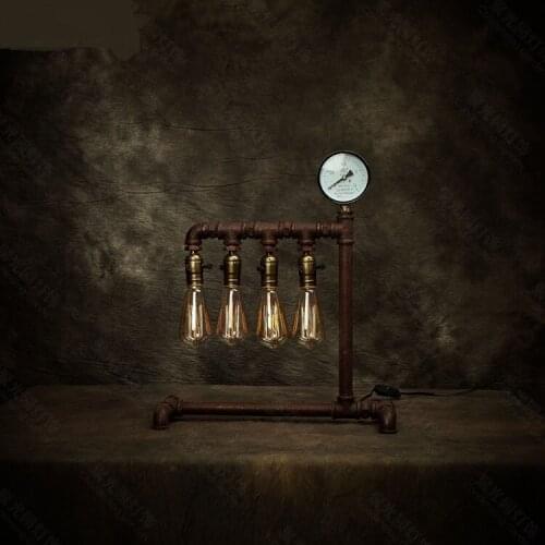 Decoration Table Lamps balcony bedroom restaurant coffee bar industrial water pipe iron four adjustable light desk lamps LU8015