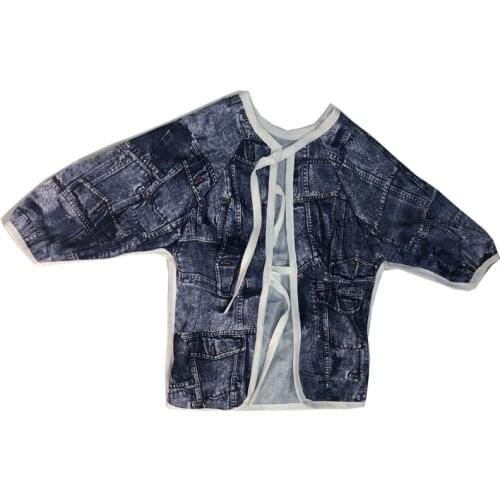 Baby Bib Feeding Waterproof Long Sleeve Shirt Painting Pocket COWBOY 1 to 3 Y