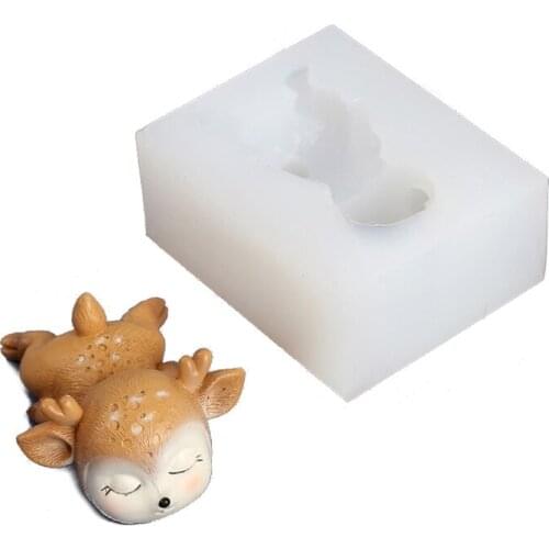 DIY 3D Deer Silicone Mold Cartoon Elk Mold for Candle Fondant Chocolate Wax Crayon Soap Epoxy Resin CastIng Craft Tools