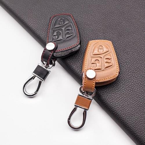 For Mercedes Benz C B E Class CLS CLK SLK CL / w203 w211 w204 Wear Resistant Leather Key Fob Cover Case 3 Button Wallet Shell