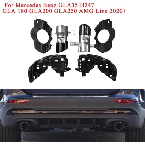 For Mercedes Benz GLA35 H247 GLA 180 GLA200 GLA250 AMG Line 2020+ Car Modified Rear Bumper Turbo Exhaust Muffler Tip Steel Pipe