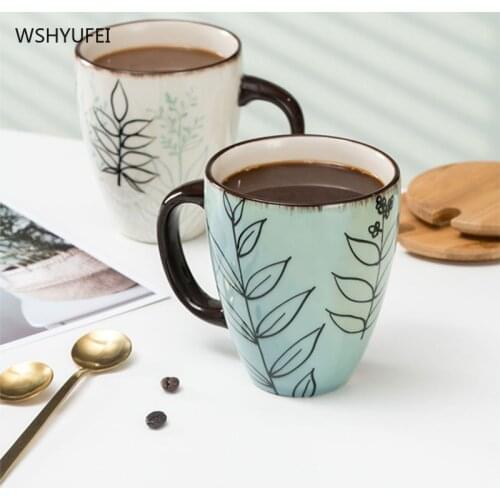 Household ceramic coffee, exquisite handmade coffee cups with personality and creativity, large-capacity household coffee cups