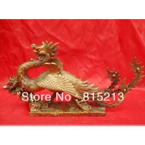 Bi0024 Chinese Bronze Brass Sculpture Phoenix Statue