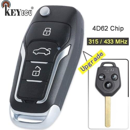 KEYECU 315 / 433MHz 4D62 Chip Upgraded Flip Folding 3 Button Remote Key Fob key for Subaru Forester 2008 2009 2010 2011 2012
