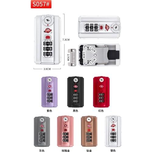 JNJIU TSA Customs Code Buckle Aluminum Frame Lock Bar Travel Luggage Zinc Alloy Fixed Lock Accessories Suitcase Code Lock S054