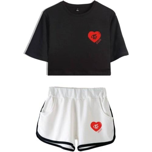 Kpop TWICE Two Piece Set Women Crop Top And Shorts Fashion Tracksuit Women Fans Support 2 Piece Outfits Women Summer Clothes