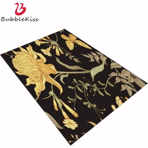 Bubble Kiss Rugs And Carpets For Home Living Room Area Rug Vintage Black Background Yellow Flower Pattern Carpet Bedroom Carpet