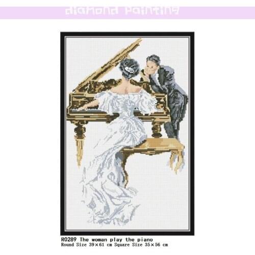 Square & Round DIY Diamond Painting Kits The Woman Play The Piano Embroidery Cross Stitch Rhinestones Full Drill Home Decoration