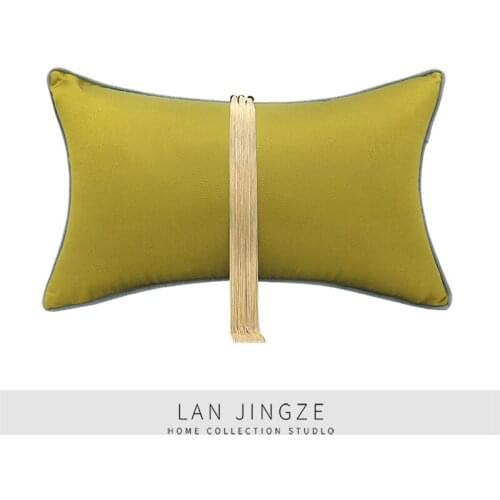 LAN JINGZE Yellow Metal Tassel Cushion Cover For Living Room Bedroom Home Decorative Waist Pillow Case Sofa Cushions