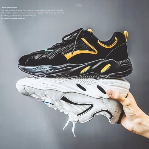2019 Male casual shoes Chunky Sneakers Tennis Footwear Men Shoes Men Lace-up Flat Platform Sneakers Mixed Color Male Shoes C1-32