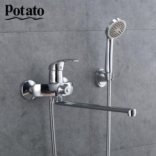 Potato Bathroom Set Shower Faucet Chrome Silver Outlet Pipe Zinc Alloy Body Shower Head Bathtub Faucet p2203