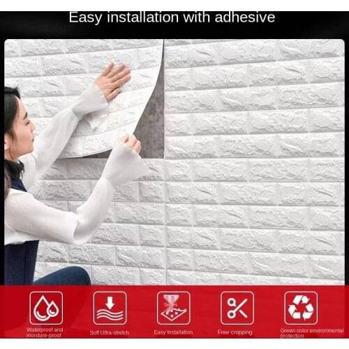 3D wall paper waterproof anti-collision background decoration foam comes from sticky bedroom
