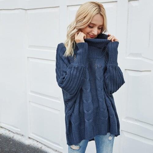 Solid turtle neck pullovers sweater female casual plus size oversized soft sweater women autumn winter knited christmas jumper