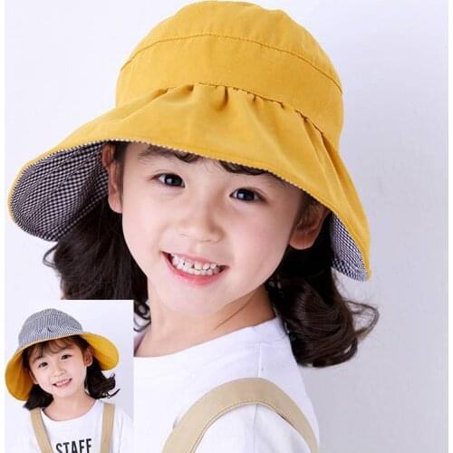 Summer outdoor baby bucket hat baby girl double-sided empty top fisherman sun hat cotton children hat kids princess beach hat