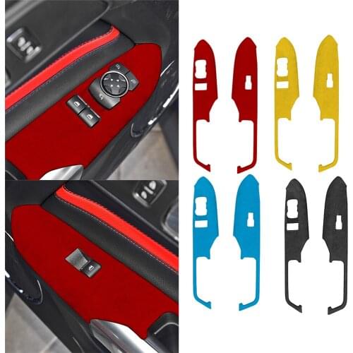 ABS Suede Window Lift Switch Button Panel Decorative Cover Fit for Ford Mustang 2015+ Car Assessoires Interior