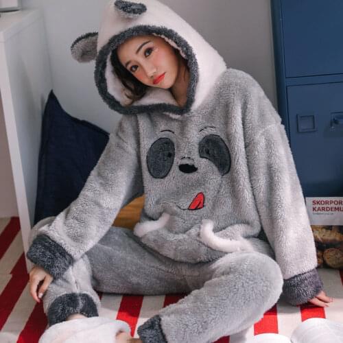 Thick Warm Pajamas for Women Velvet Pijamas Mujer Invierno Flannel Sleepwear Home Suit Pyjama Femme Home Clothes Animal Pajamas