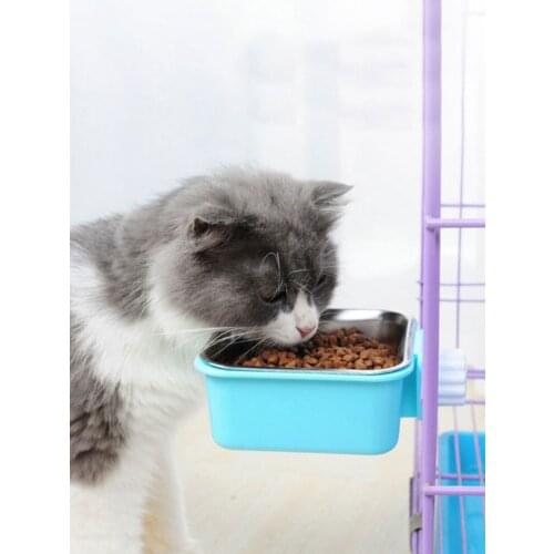 Pet Dog Cat Hanging Feeding Bowl Fixed Stainless Steel Feeder For Cage Removable Easy Cleaning Food Water Bowl Pet Feeder Supply