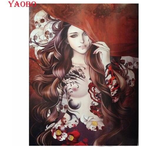 Full round Drill Diamond Embroidery beauty skull 5d Diy Diamond Painting new full Square Diamond Mosaic Cross Stitch Kits